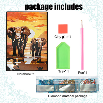 5D DIY Diamond Art Painting Notebook Kit Crystal Notepad Sketchbook for Birthday