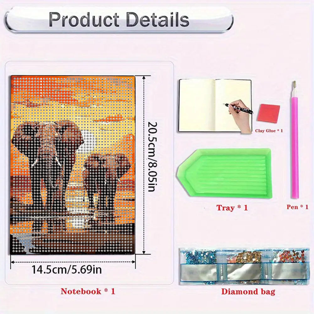 5D DIY Diamond Art Painting Notebook Kit Crystal Notepad Sketchbook for Birthday