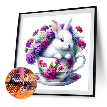 Rabbit And Flower - Full Round Drill Diamond Painting 40*40CM