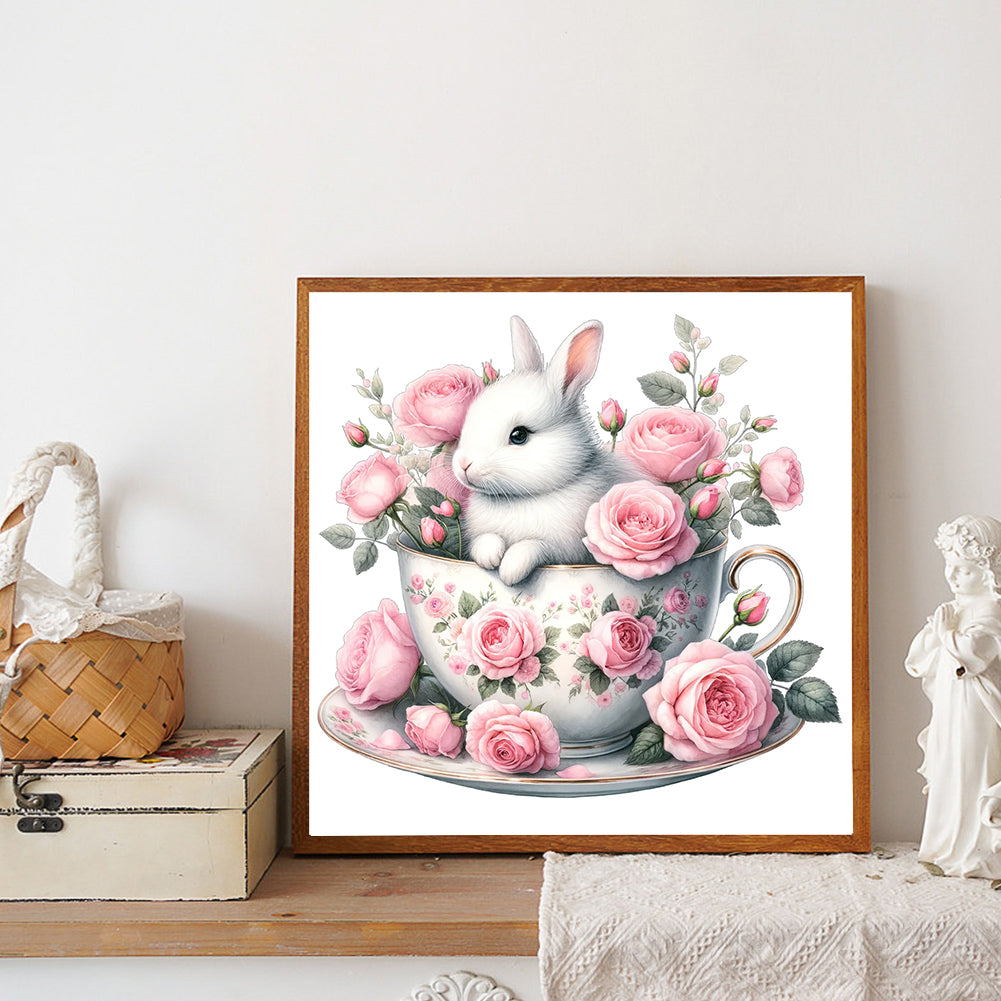 Rabbit And Rose - Full Round Drill Diamond Painting 40*40CM