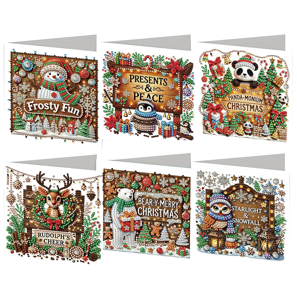 6PCS DIY Diamond Art Greeting Cards Xmas Designs Diamond Art Handmade Cards