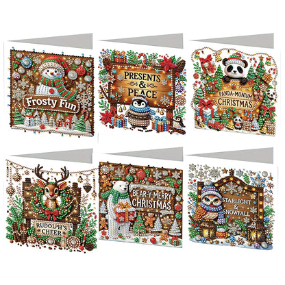 6PCS DIY Diamond Art Greeting Cards Xmas Designs Diamond Art Handmade Cards