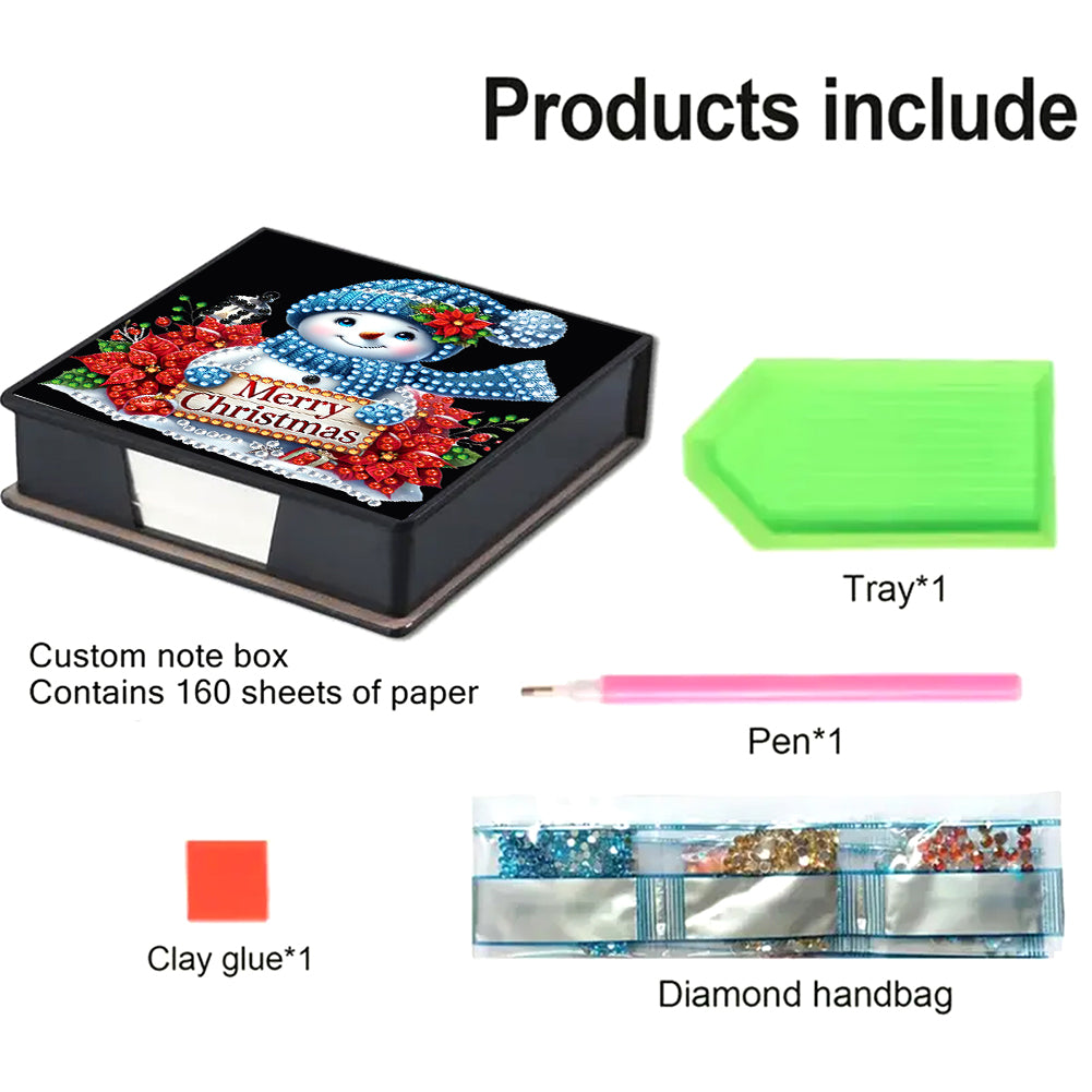 5D DIY Leather Xmas Diamond Painting Notecard Box Gem Art Sticky Note Holder