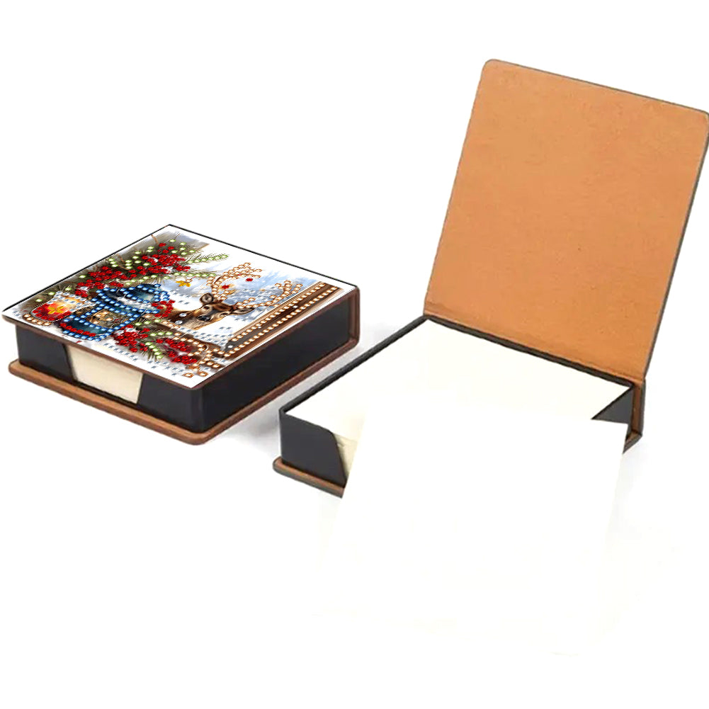 5D DIY Leather Xmas Diamond Painting Notecard Box Gem Art Sticky Note Holder
