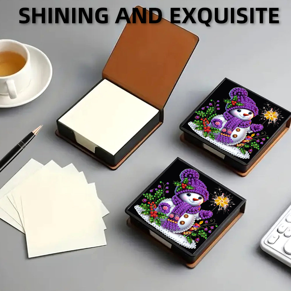 5D DIY Leather Xmas Diamond Painting Notecard Box Gem Art Sticky Note Holder
