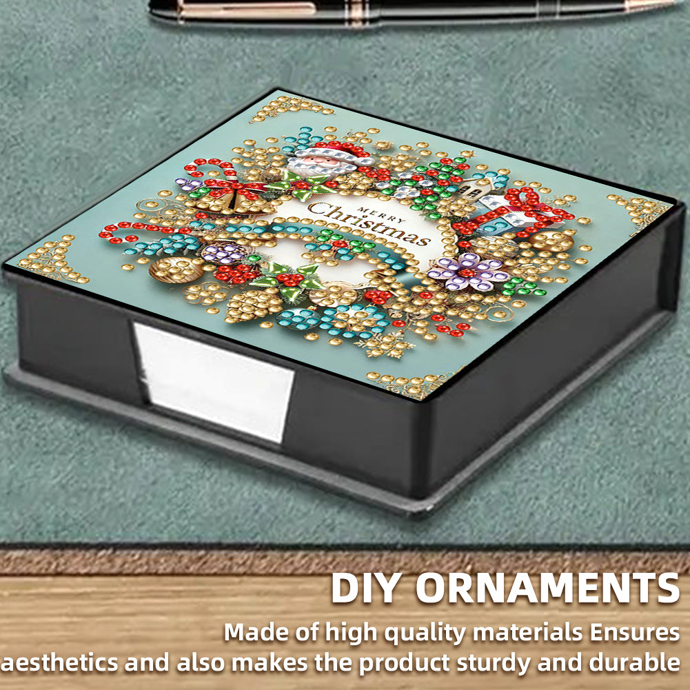 5D DIY Leather Xmas Diamond Painting Notecard Box Gem Art Sticky Note Holder