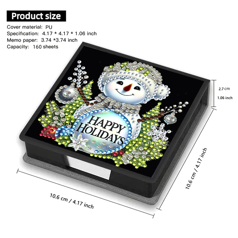 5D DIY Leather Xmas Diamond Painting Notecard Box Gem Art Sticky Note Holder