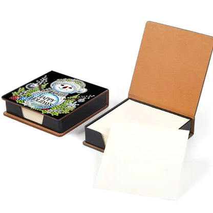 5D DIY Leather Xmas Diamond Painting Notecard Box Gem Art Sticky Note Holder