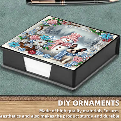 5D DIY Leather Xmas Diamond Painting Notecard Box Gem Art Sticky Note Holder
