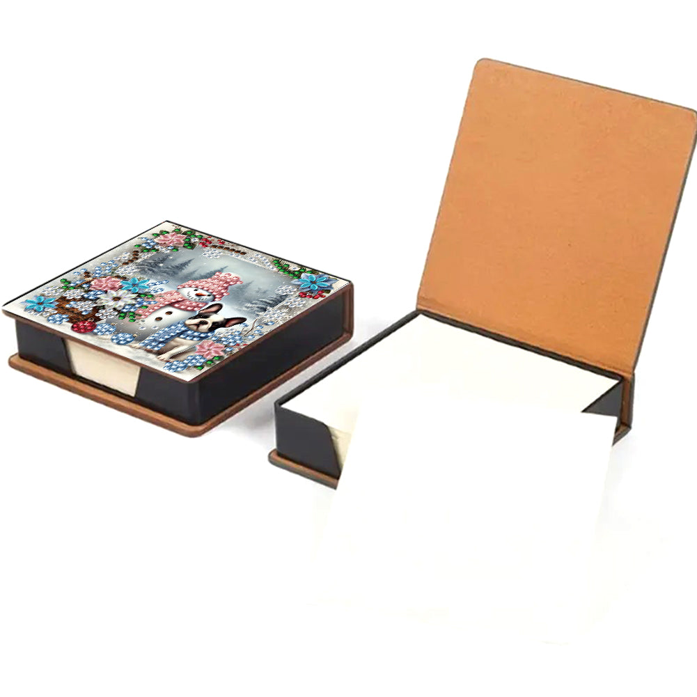 5D DIY Leather Xmas Diamond Painting Notecard Box Gem Art Sticky Note Holder