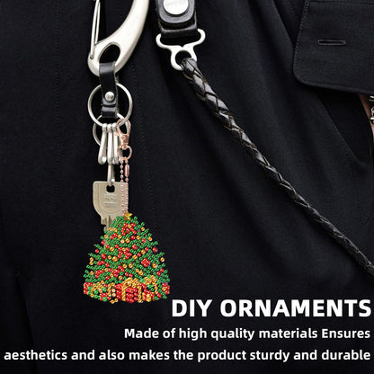 6PCS 2D Flat DIY Diamond Painting Keychain Double Sided Drill Diamond Art Kits