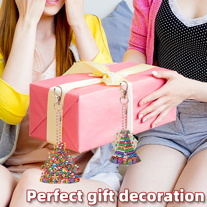 6PCS 2D Flat DIY Diamond Painting Keychain Double Sided Drill Diamond Art Kits