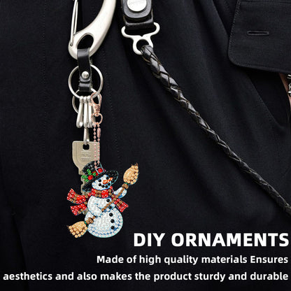 6PCS 2D Flat DIY Diamond Painting Keychain Double Sided Drill Diamond Art Kits