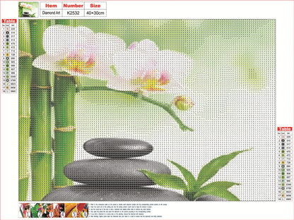 Stone Phalaenopsis Zen - Full Round Drill Diamond Painting 40*30CM