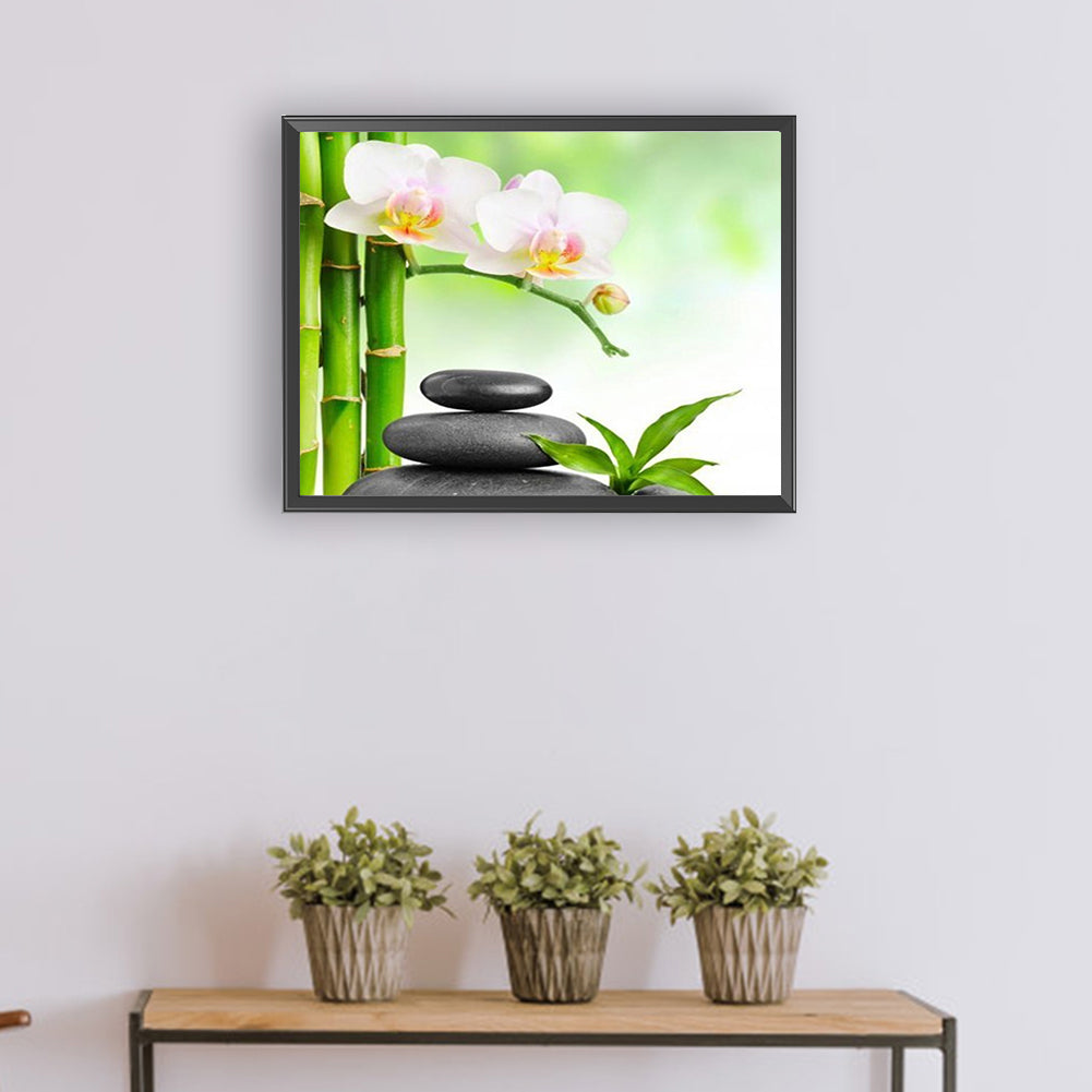 Stone Phalaenopsis Zen - Full Round Drill Diamond Painting 40*30CM