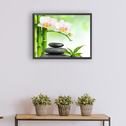 Stone Phalaenopsis Zen - Full Round Drill Diamond Painting 40*30CM