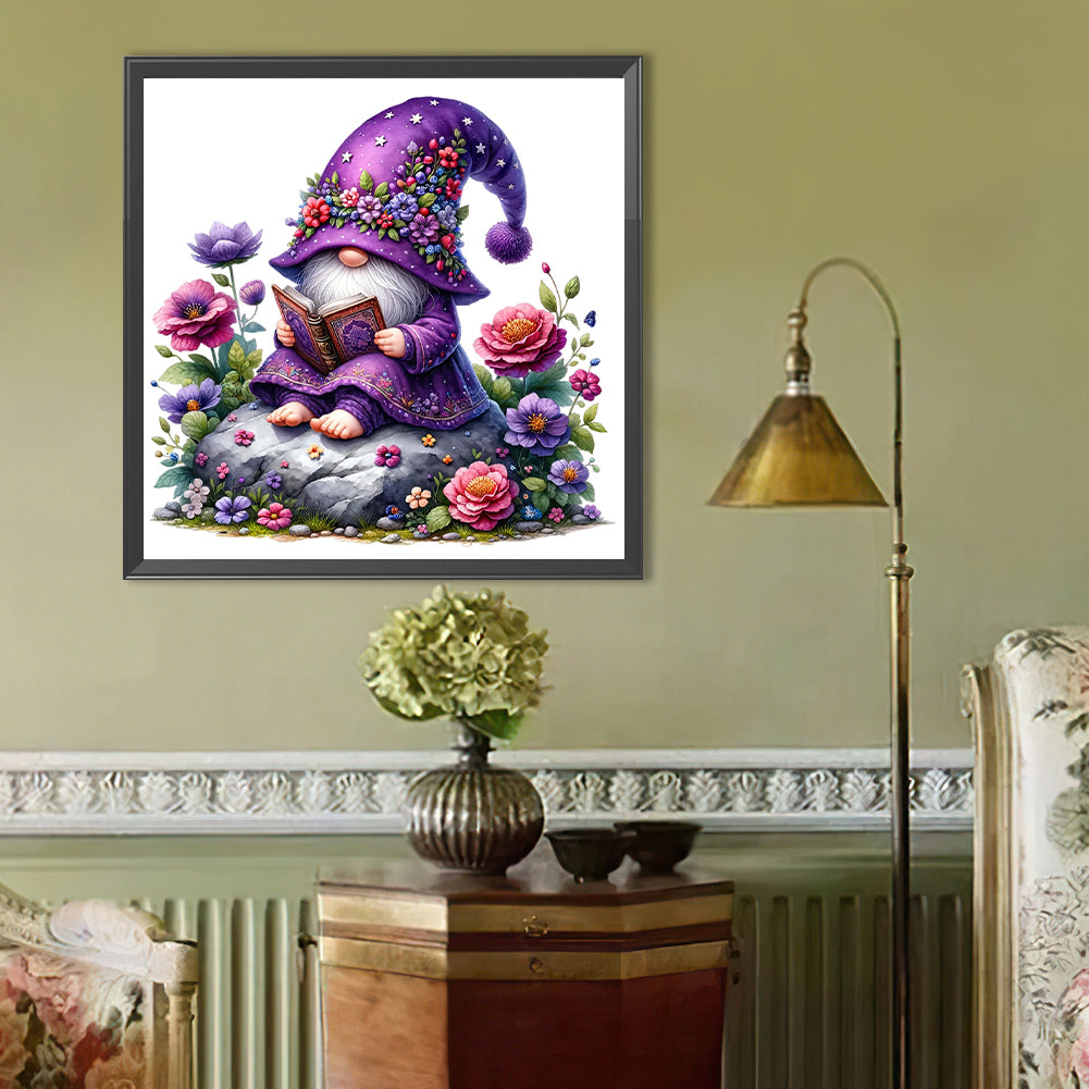 Reading Gnome - Full Round Drill Diamond Painting 40*40CM