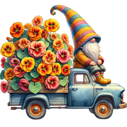 Flower Gnome - Full Round Drill Diamond Painting 40*40CM