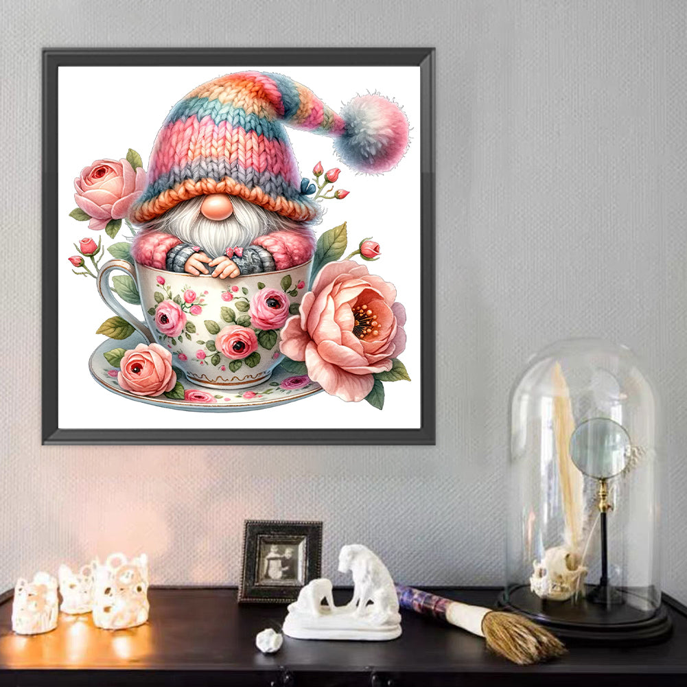 Gnome And Flower Cup - Full Round Drill Diamond Painting 40*40CM