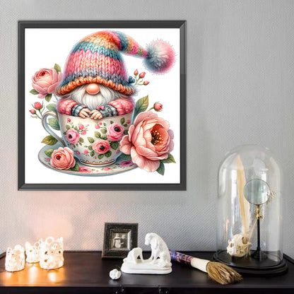 Gnome And Flower Cup - Full Round Drill Diamond Painting 40*40CM