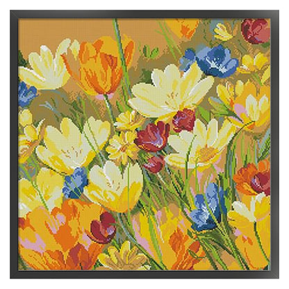 Beautiful Tulips - 14CT Stamped Cross Stitch 50*50CM (Xiaobai Brand)