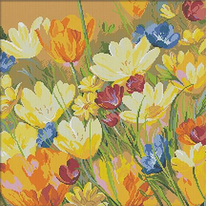 Beautiful Tulips - 14CT Stamped Cross Stitch 50*50CM (Xiaobai Brand)