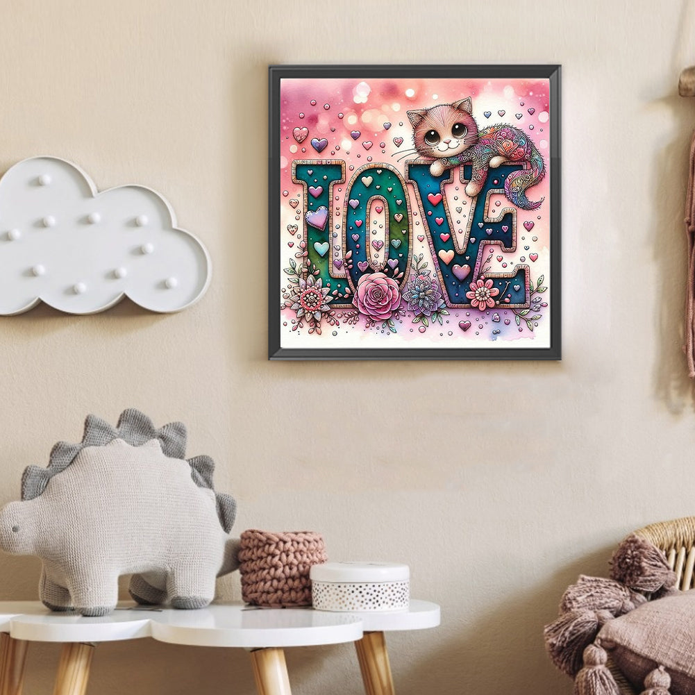 Love Cat And Dog - Full Round Drill Diamond Painting 30*30CM