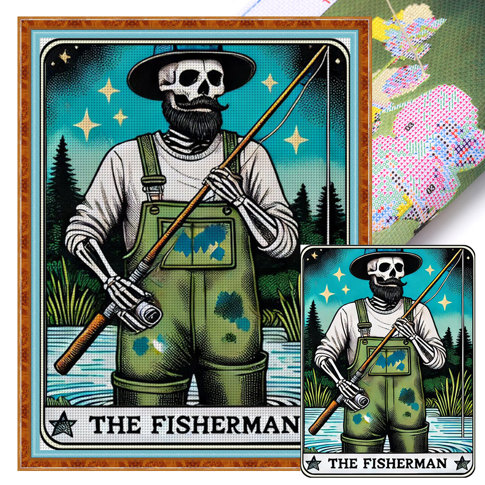 Skeleton Fishing - 11CT Stamped Cross Stitch 50*65CM