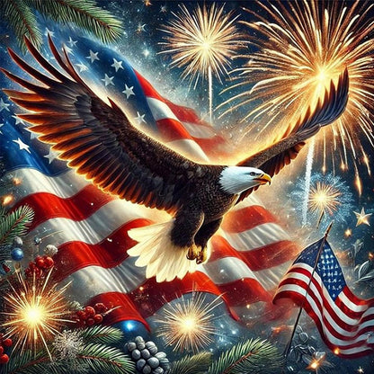 Independence Day Eagle - Full Round Drill Diamond Painting 30*30CM