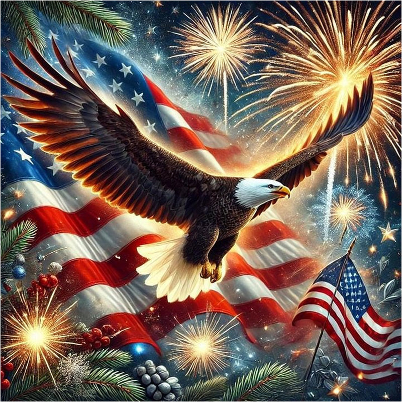 Independence Day Eagle - Full Round Drill Diamond Painting 30*30CM