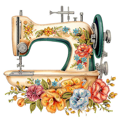 4Pcs Sewing Machine And Flower - Special Shaped Drill Diamond Painting 30*30CM