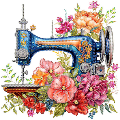 4Pcs Sewing Machine And Flower - Special Shaped Drill Diamond Painting 30*30CM