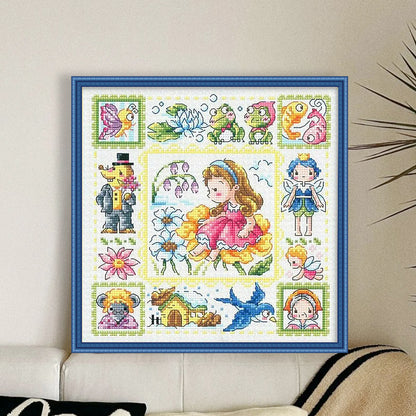 Girl On The Flower - 14CT Stamped Cross Stitch 30*30CM(Fairy Brand)
