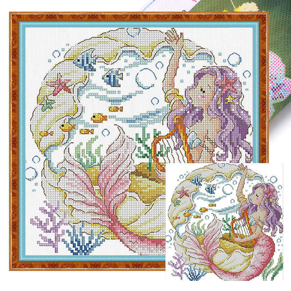 The Mermaid'S Song - 14CT Stamped Cross Stitch 30*30CM(Fairy Brand)