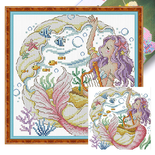 The Mermaid'S Song - 14CT Stamped Cross Stitch 30*30CM(Fairy Brand)