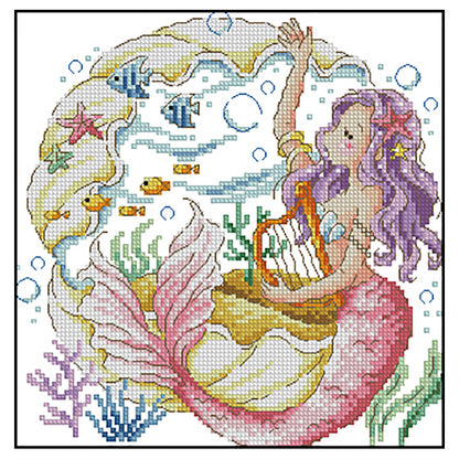 The Mermaid'S Song - 14CT Stamped Cross Stitch 30*30CM(Fairy Brand)