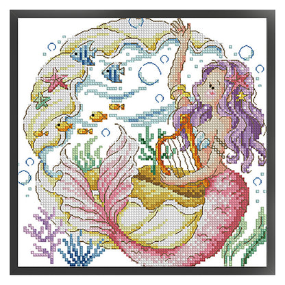 The Mermaid'S Song - 14CT Stamped Cross Stitch 30*30CM(Fairy Brand)