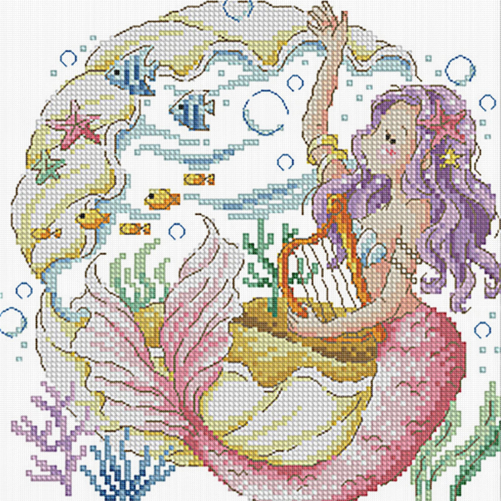 The Mermaid'S Song - 14CT Stamped Cross Stitch 30*30CM(Fairy Brand)