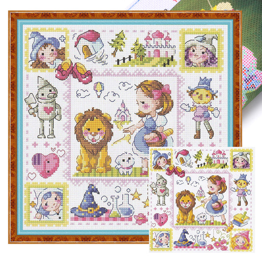 Little Lion Girl - 14CT Stamped Cross Stitch 30*30CM(Fairy Brand)