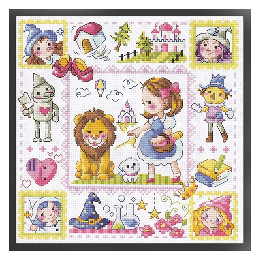 Little Lion Girl - 14CT Stamped Cross Stitch 30*30CM(Fairy Brand)