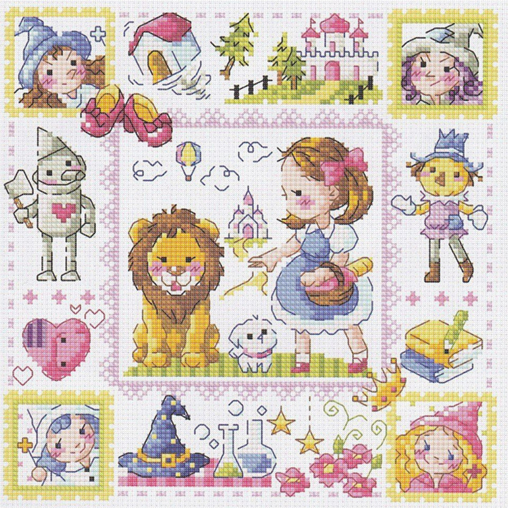Little Lion Girl - 14CT Stamped Cross Stitch 30*30CM(Fairy Brand)