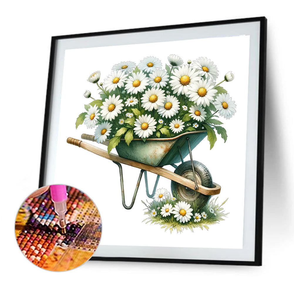 Daisy Cart - Full Round Drill Diamond Painting 30*30CM
