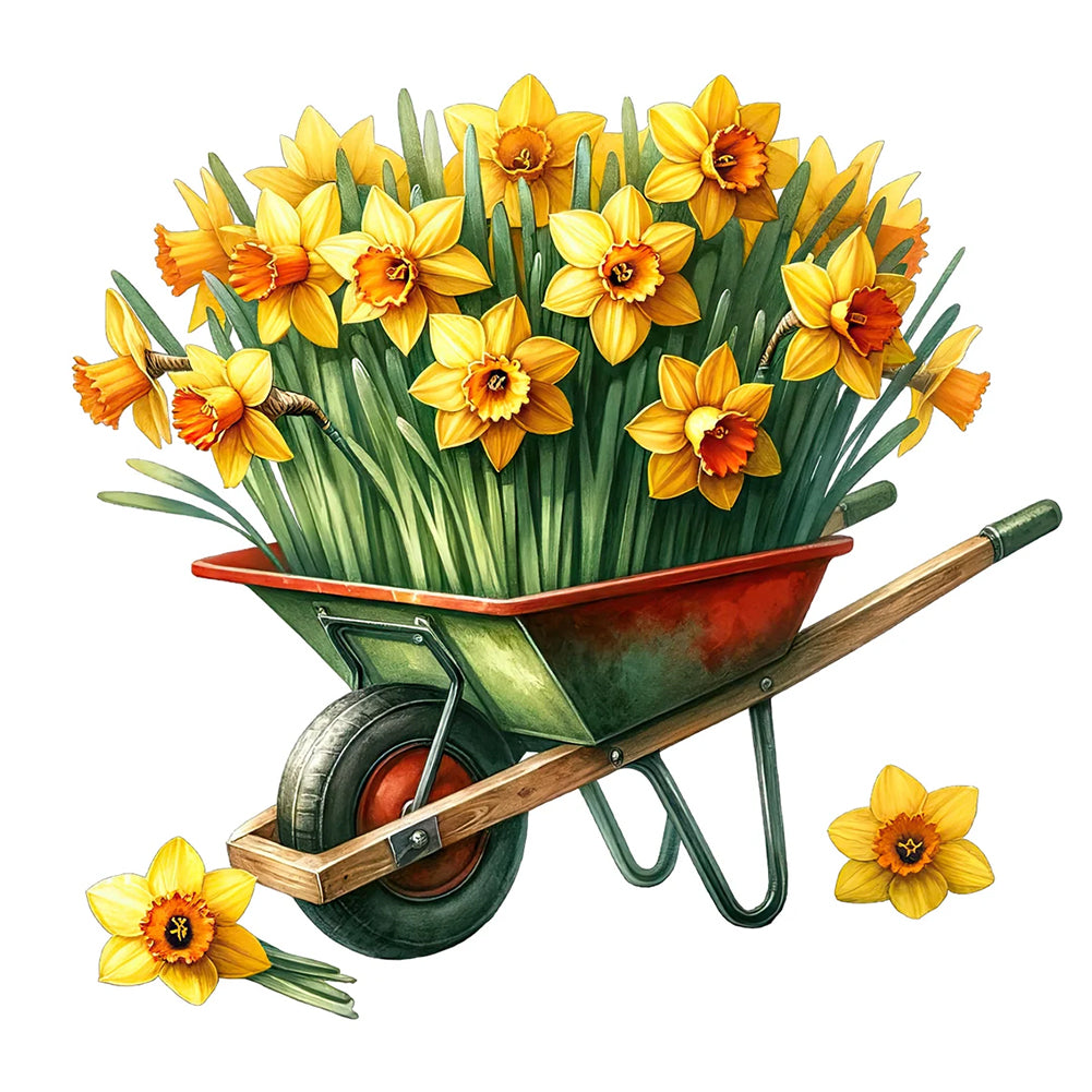 Daffodil Cart - Full Round Drill Diamond Painting 30*30CM