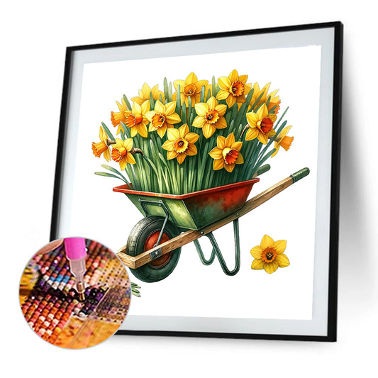 Daffodil Cart - Full Round Drill Diamond Painting 30*30CM