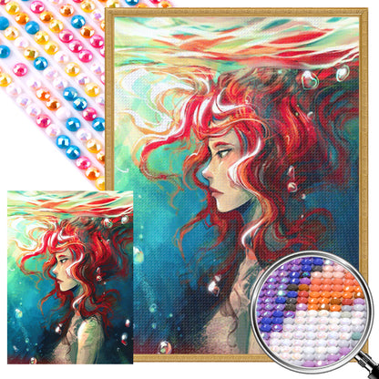 Red-Haired Girl - Full AB Round Drill Diamond Painting 40*55CM