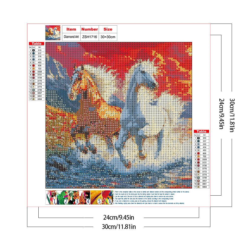 Horse - Full Round Drill Diamond Painting 30*30CM