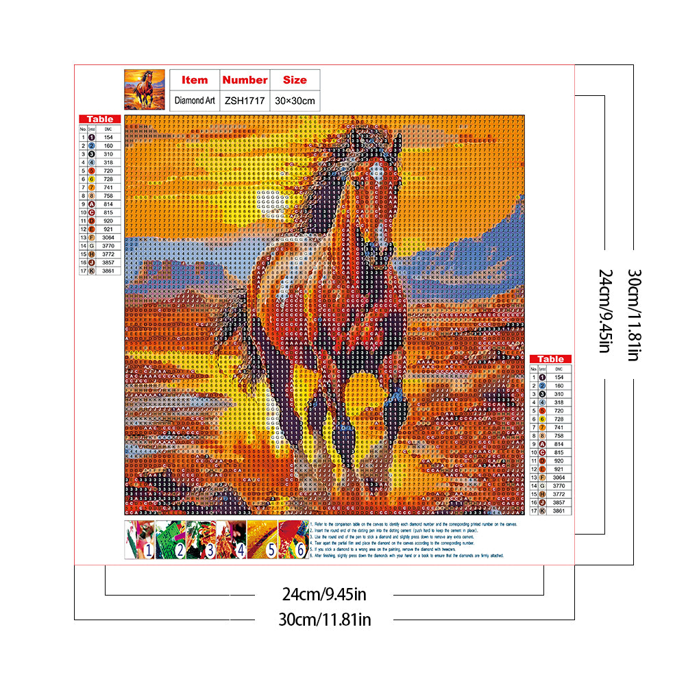 Horse - Full Round Drill Diamond Painting 30*30CM
