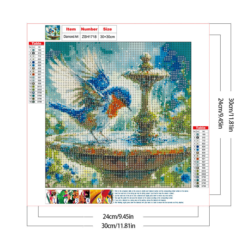 Blue Bird - Full Round Drill Diamond Painting 30*30CM
