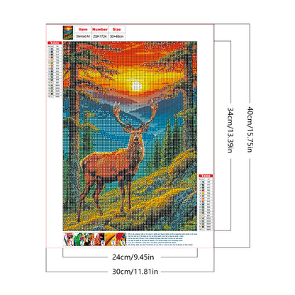 Deer - Full Round Drill Diamond Painting 30*40CM