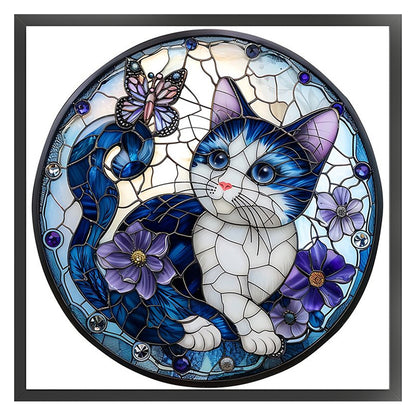 Cat And Butterfly - 11CT Stamped Cross Stitch 40*40CM